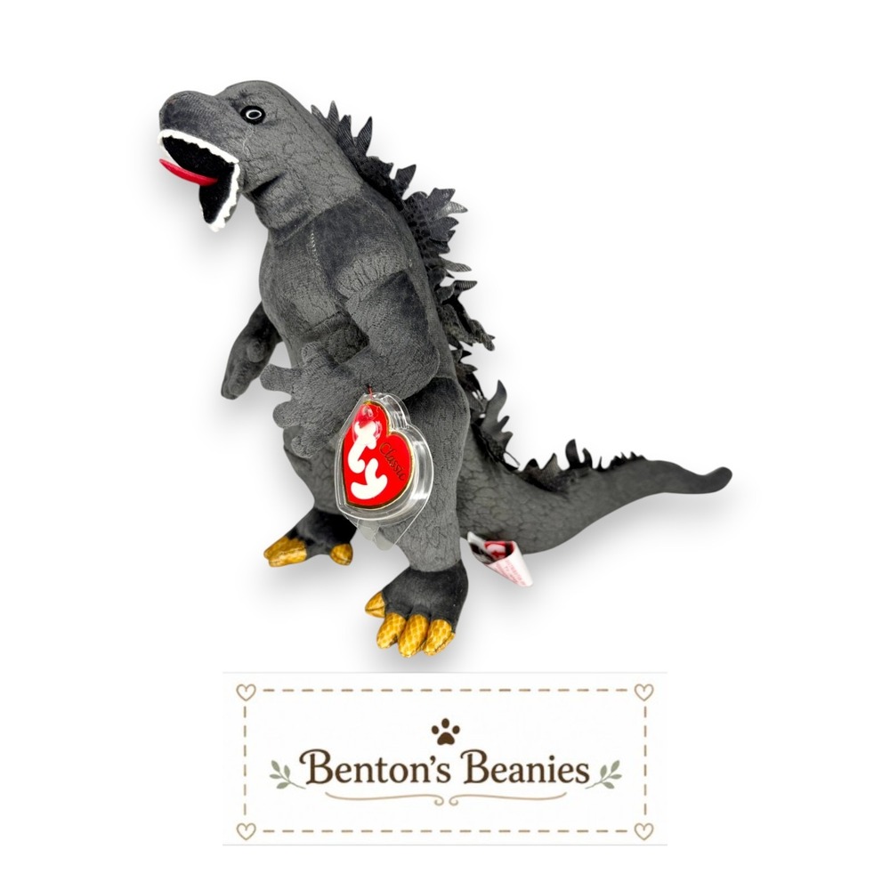 Godzilla Rare Black Eyes Ty Classic | Legendary Kaiju King | Mint Heart Tag